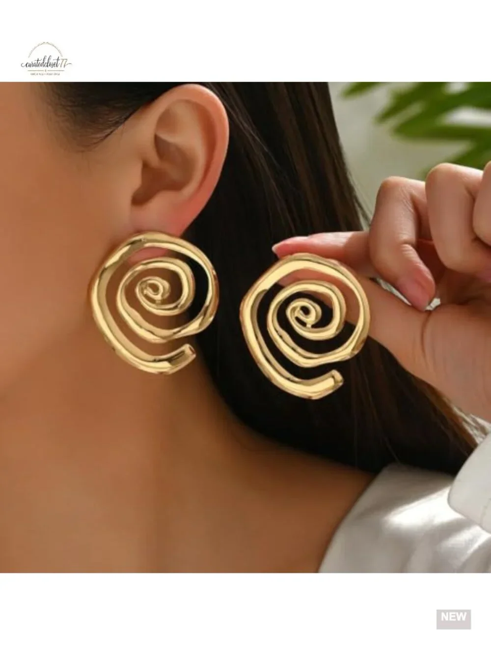 Irregular Geometric Spiral Chunky Dangle Earrings Large Statement Metal Jewelry